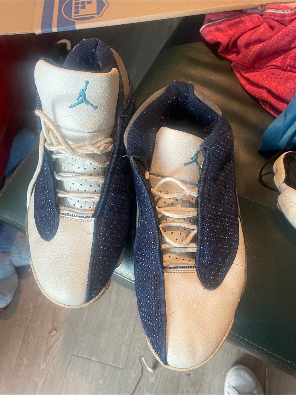 Nike Men’s Sneakers - White / Navy with Teal Jumpman